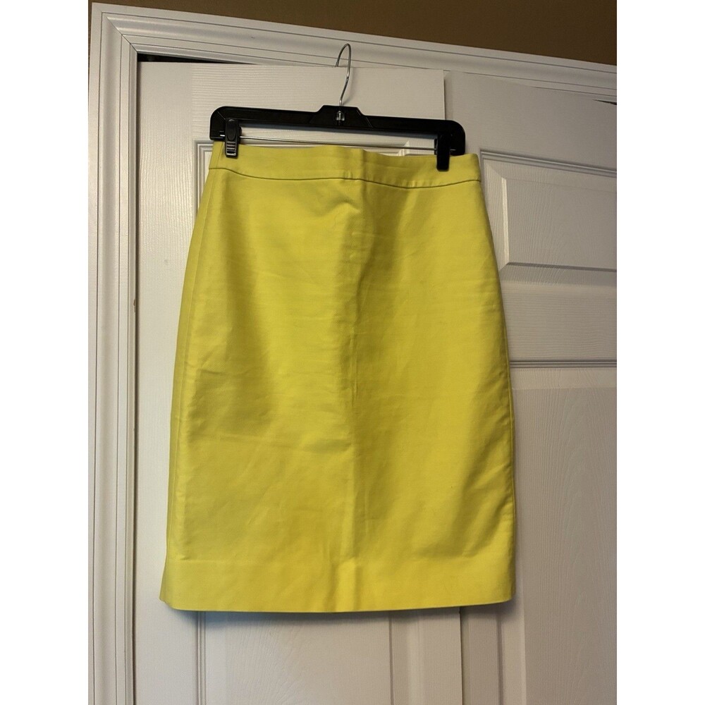 J Crew No 2 Pencil Skirt Size 6 Yellow Cotton Spandex